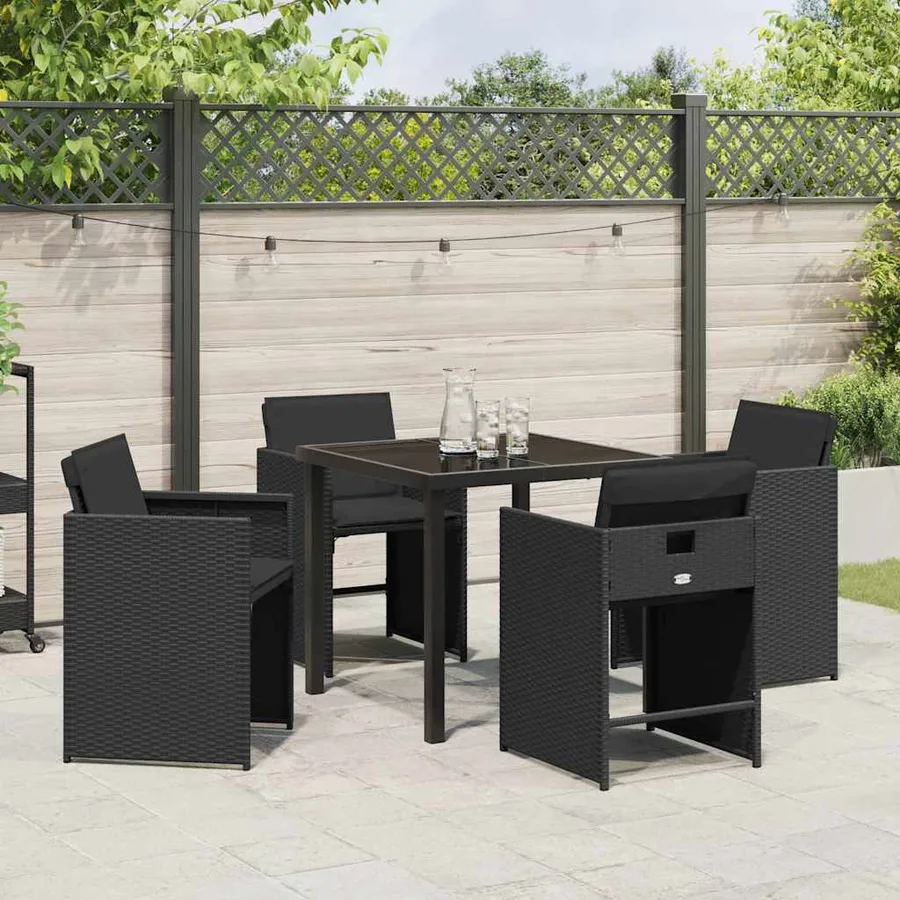 Ensemble de salle à manger pour jardin 5 pcs Noir polyrotin - 4