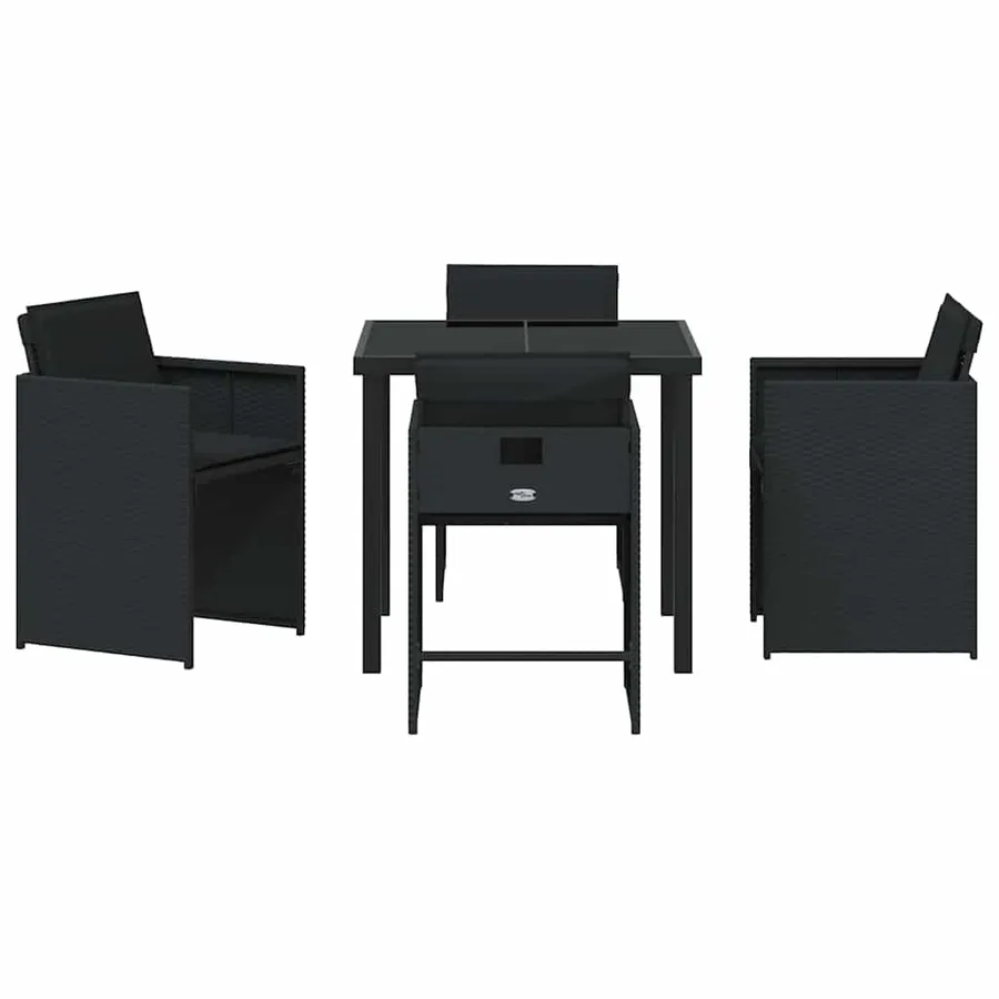 Ensemble de salle à manger pour jardin 5 pcs Noir polyrotin - 7