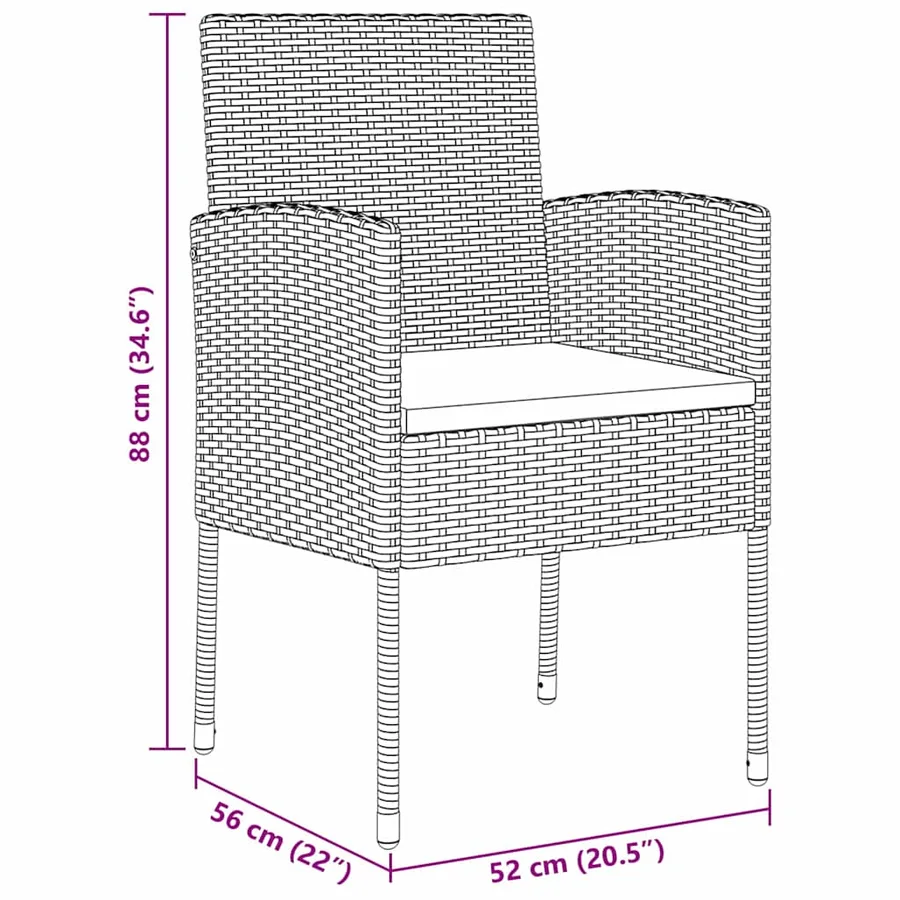 Ensemble de salle à manger pour jardin 3 pcs Gris polyrotin - 10
