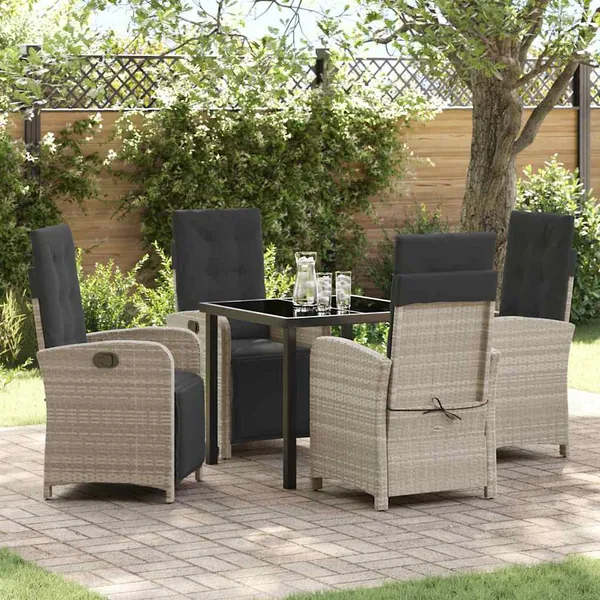 Ensemble de salle à manger pour jardin 5 pcs Gris clair