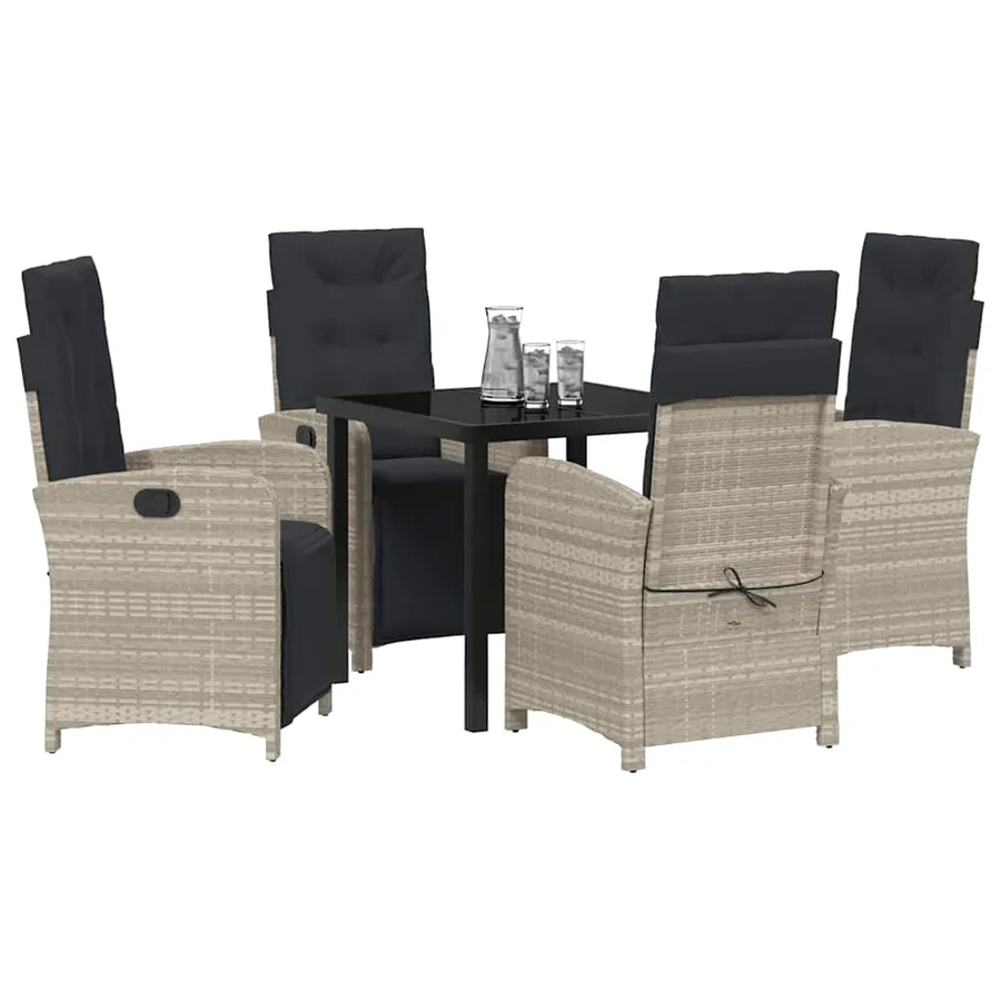 Ensemble de salle à manger pour jardin 5 pcs Gris clair - 3
