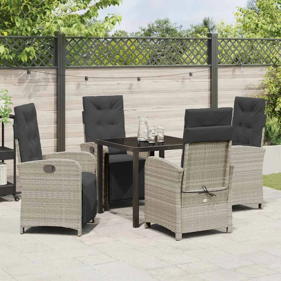 Ensemble de salle à manger pour jardin 5 pcs Gris clair - 4