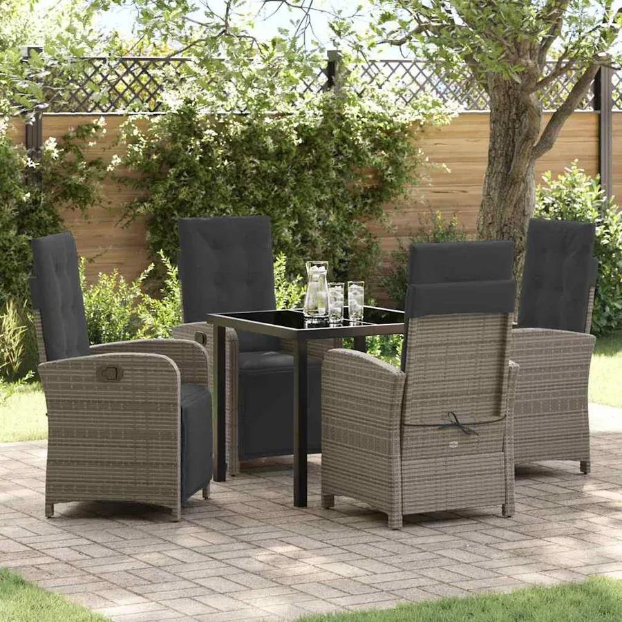 Ensemble de salle à manger pour jardin 5 pcs Gris polyrotin