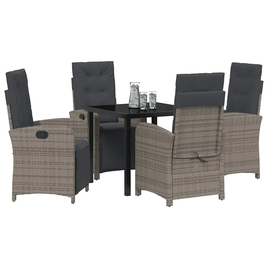 Ensemble de salle à manger pour jardin 5 pcs Gris polyrotin - 3