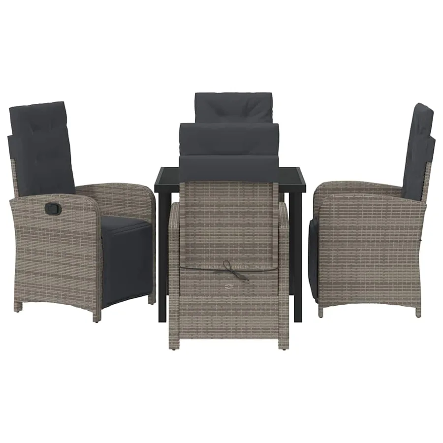 Ensemble de salle à manger pour jardin 5 pcs Gris polyrotin - 7