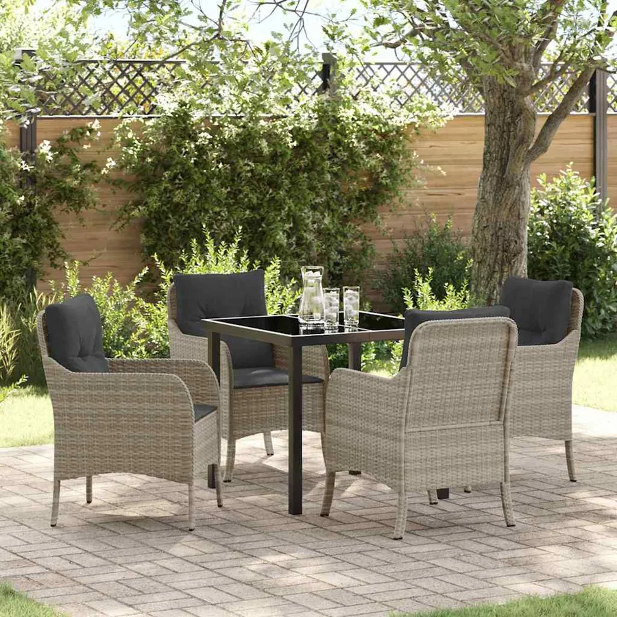 Ensemble de salle à manger pour jardin 5 pcs Gris clair