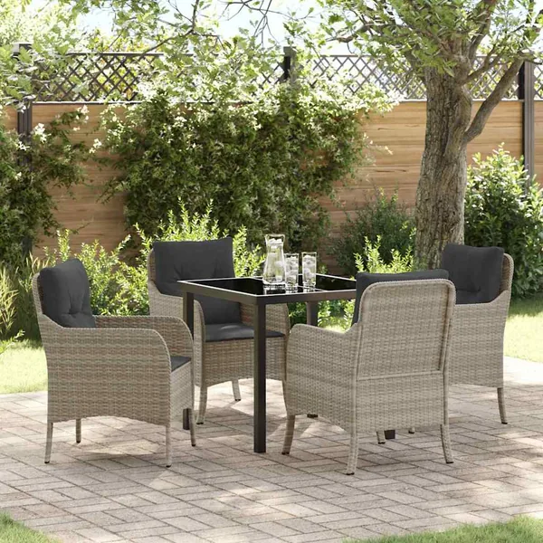 Ensemble de salle à manger pour jardin 5 pcs Gris clair