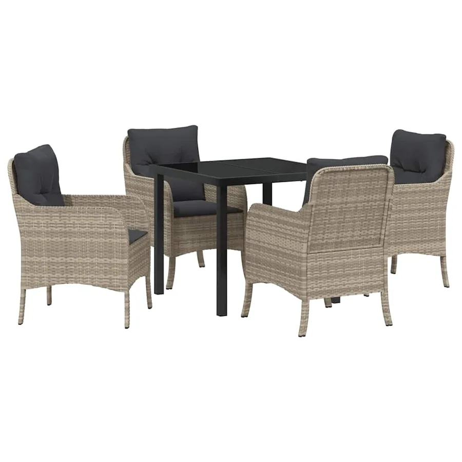 Ensemble de salle à manger pour jardin 5 pcs Gris clair - 2