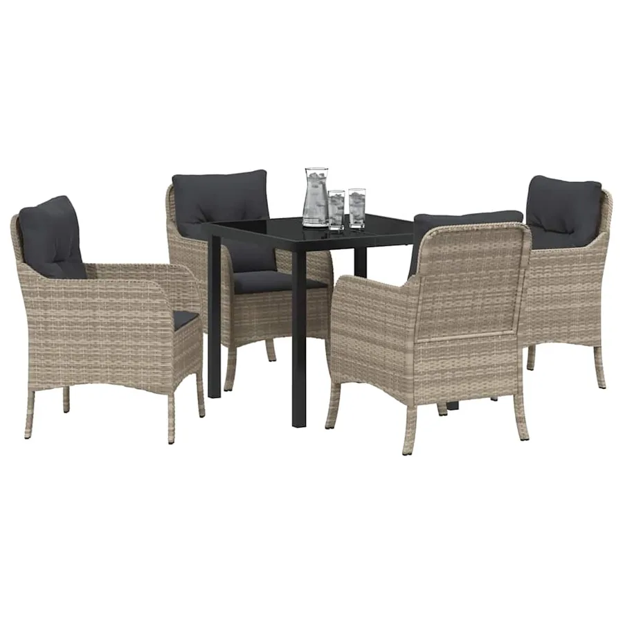 Ensemble de salle à manger pour jardin 5 pcs Gris clair - 3