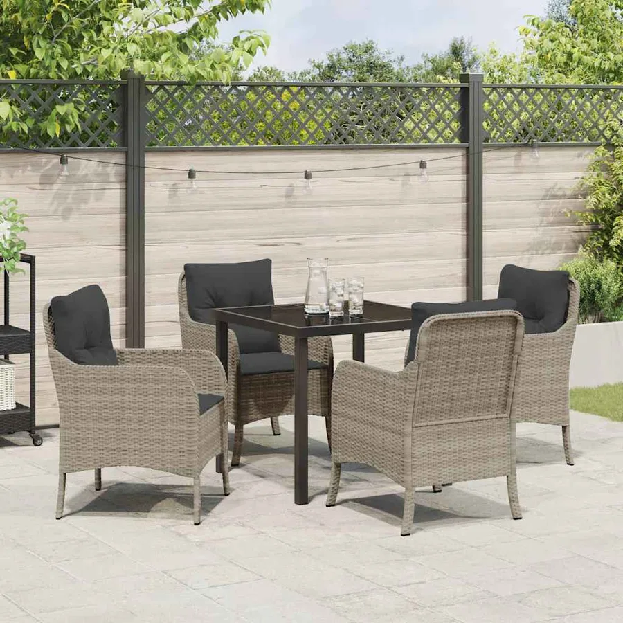 Ensemble de salle à manger pour jardin 5 pcs Gris clair - 4