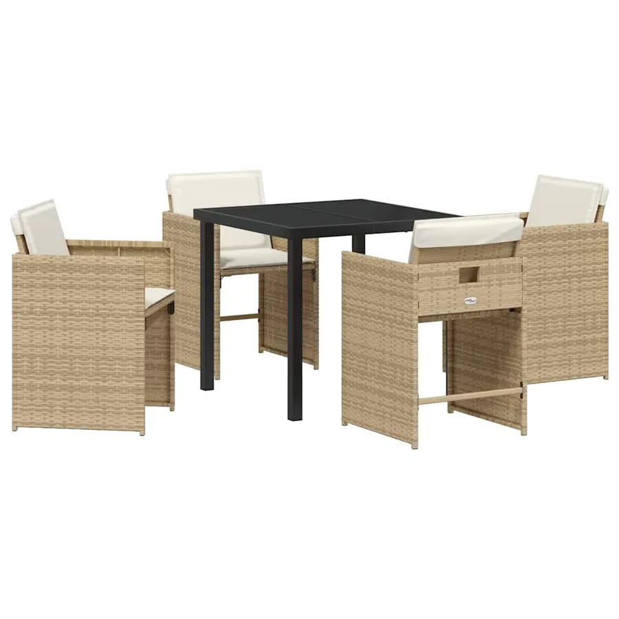 Ensemble de salle à manger pour jardin 5 pcs Beige polyrotin - 2