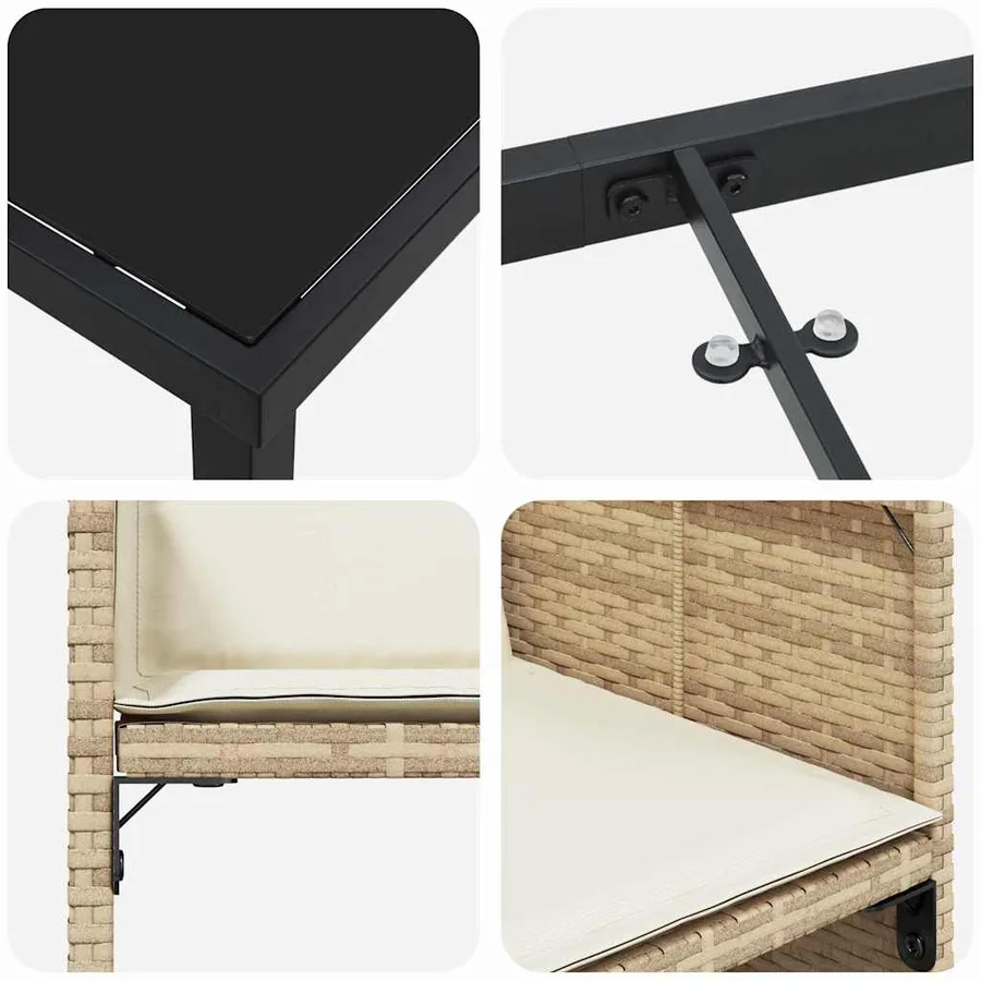 Ensemble de salle à manger pour jardin 5 pcs Beige polyrotin - 9
