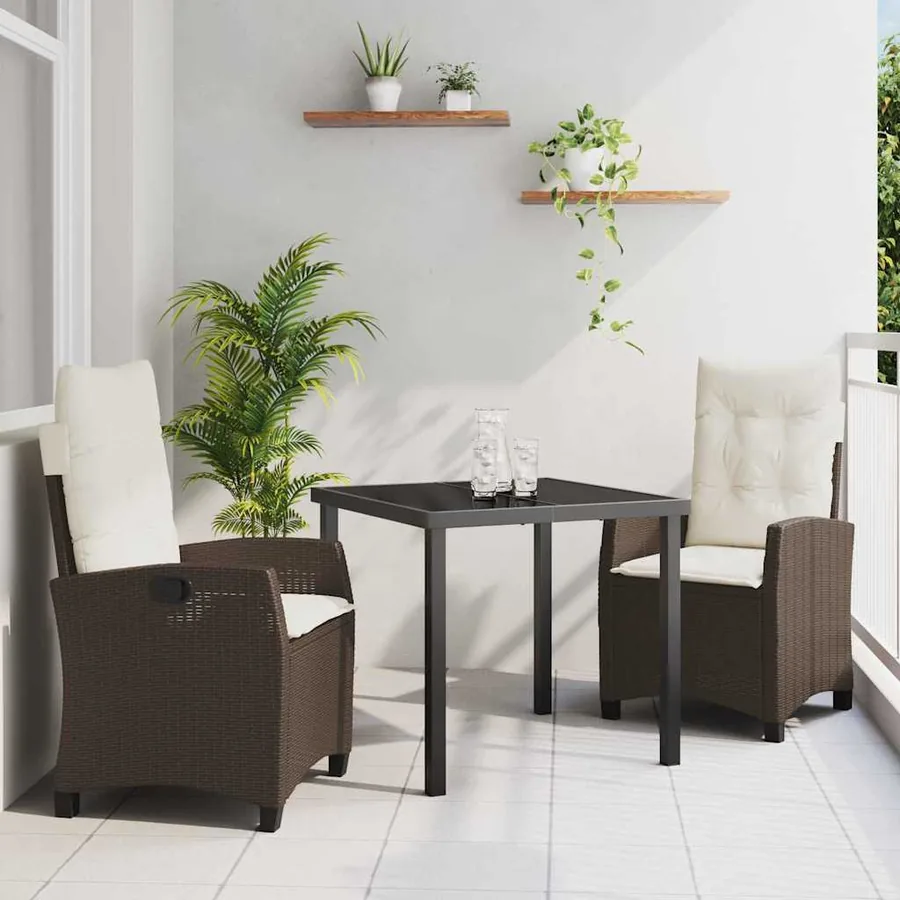 Ensemble de salle à manger pour jardin 3 pcs Marron polyrotin
