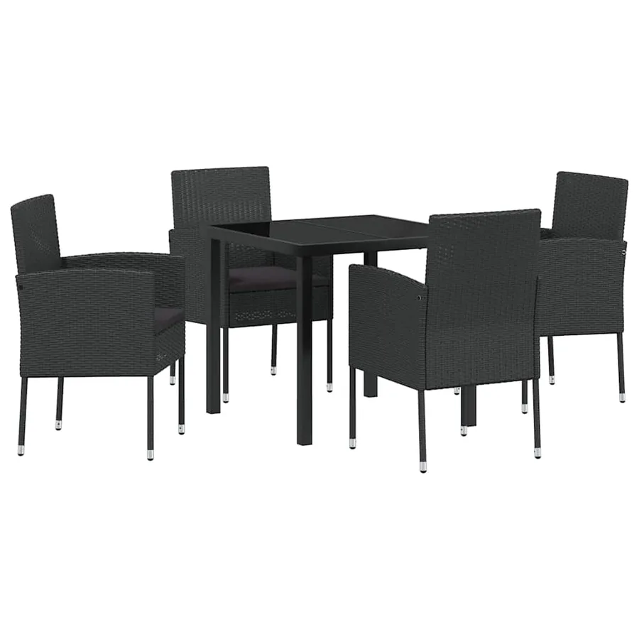 Ensemble de salle à manger pour jardin 5 pcs Noir polyrotin - 2