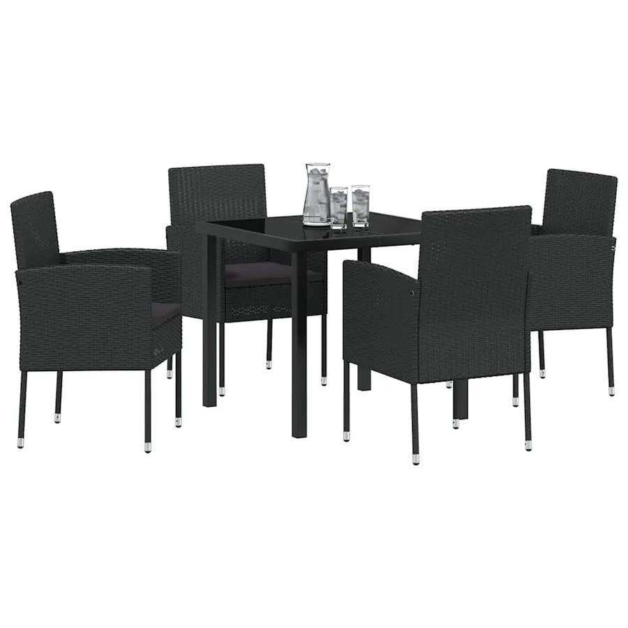 Ensemble de salle à manger pour jardin 5 pcs Noir polyrotin - 3