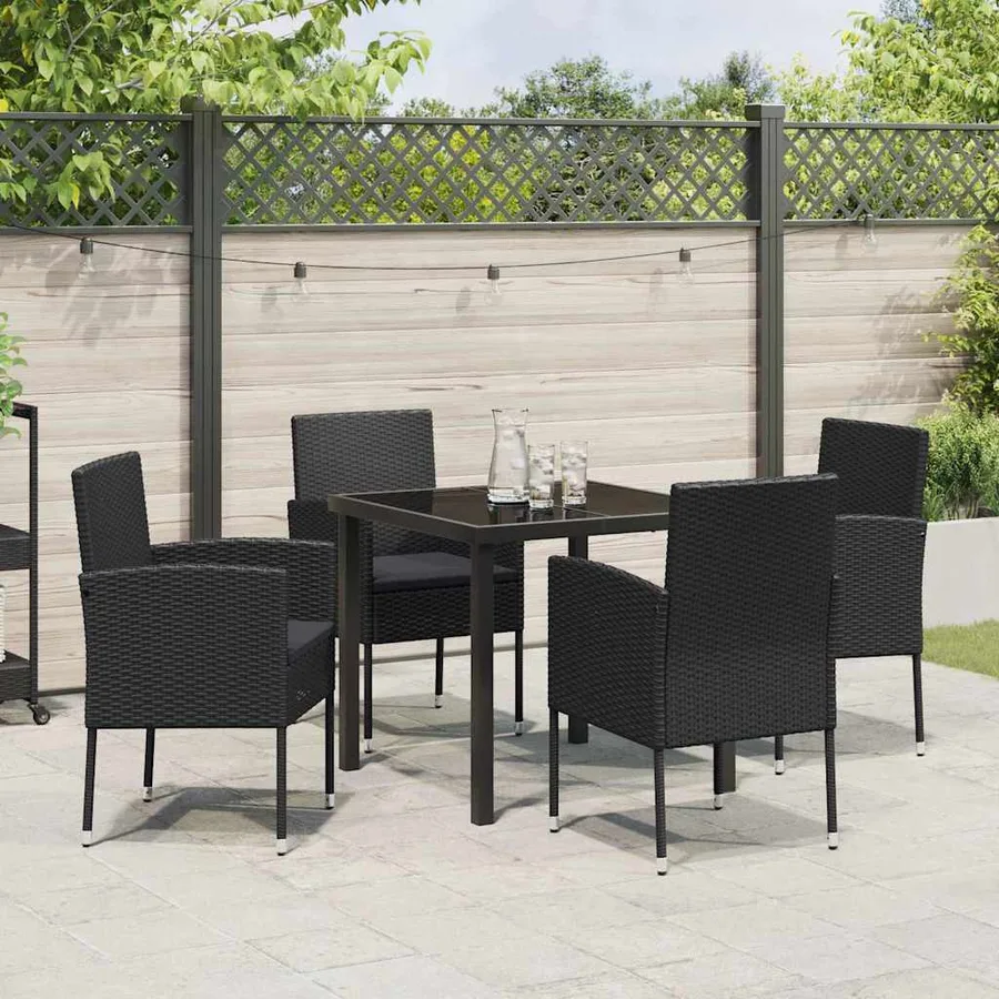 Ensemble de salle à manger pour jardin 5 pcs Noir polyrotin - 4