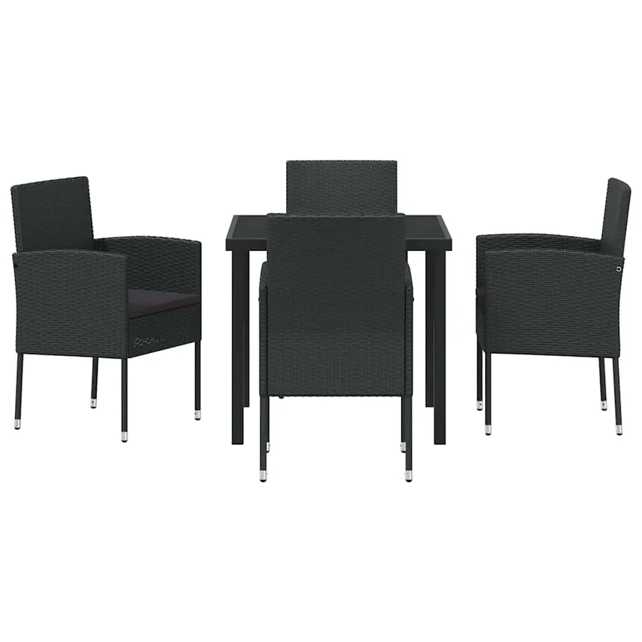 Ensemble de salle à manger pour jardin 5 pcs Noir polyrotin - 7