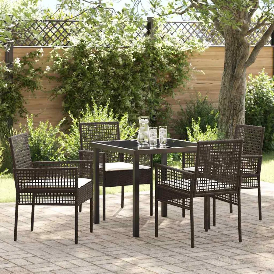 Ensemble de salle à manger pour jardin 5 pcs Marron polyrotin
