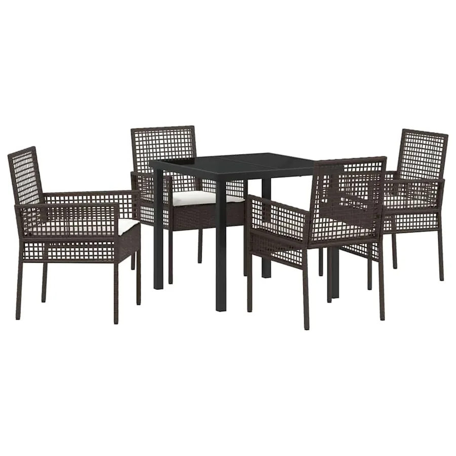 Ensemble de salle à manger pour jardin 5 pcs Marron polyrotin - 2
