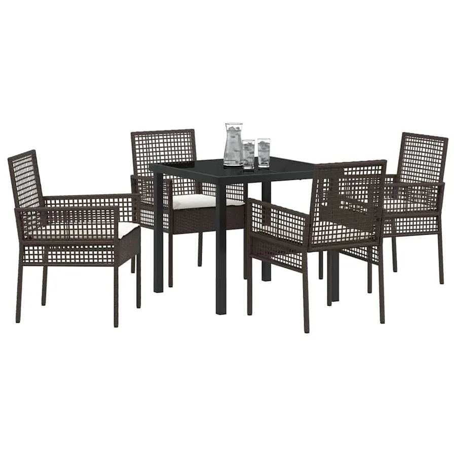 Ensemble de salle à manger pour jardin 5 pcs Marron polyrotin - 3