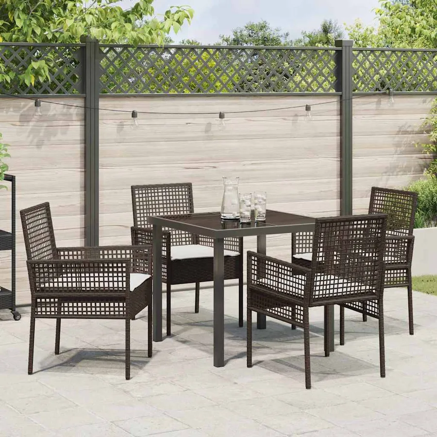 Ensemble de salle à manger pour jardin 5 pcs Marron polyrotin - 4