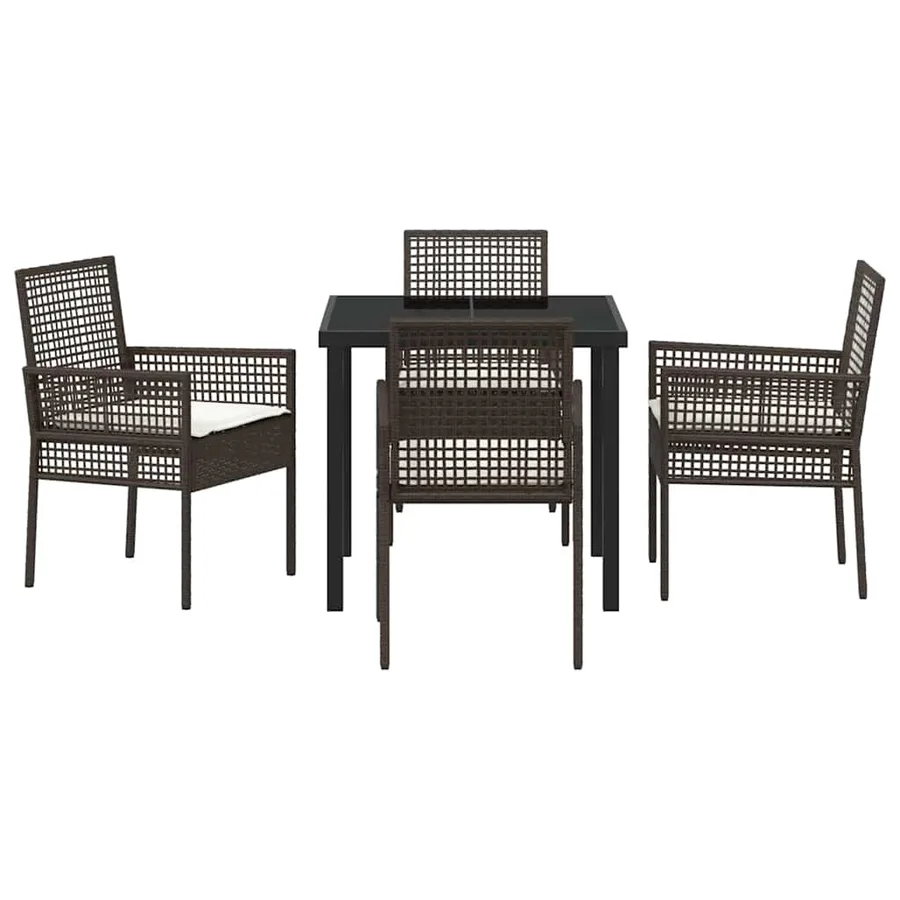 Ensemble de salle à manger pour jardin 5 pcs Marron polyrotin - 7
