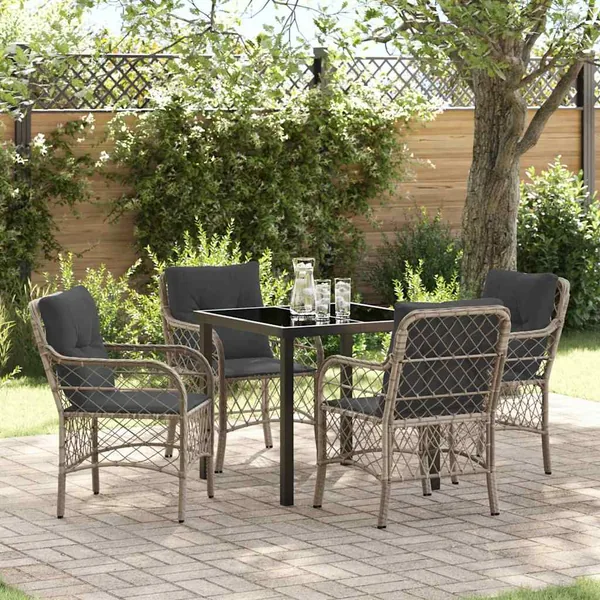 Ensemble de salle à manger pour jardin 5 pcs Gris clair