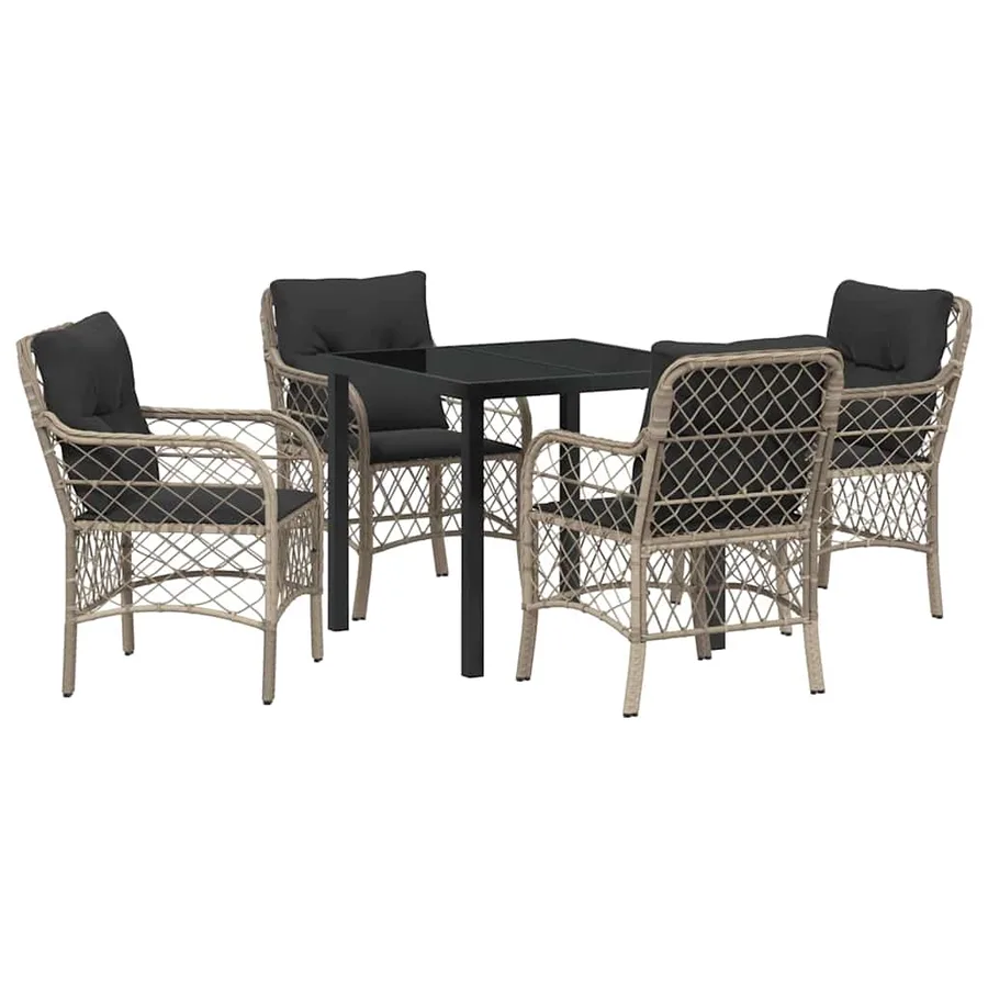 Ensemble de salle à manger pour jardin 5 pcs Gris clair - 2
