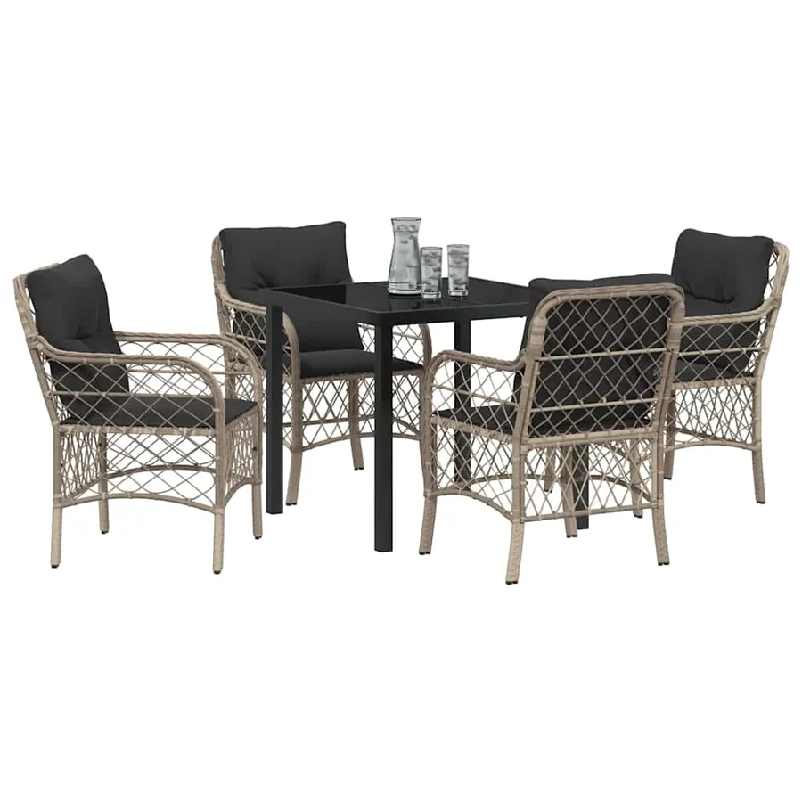 Ensemble de salle à manger pour jardin 5 pcs Gris clair - 3