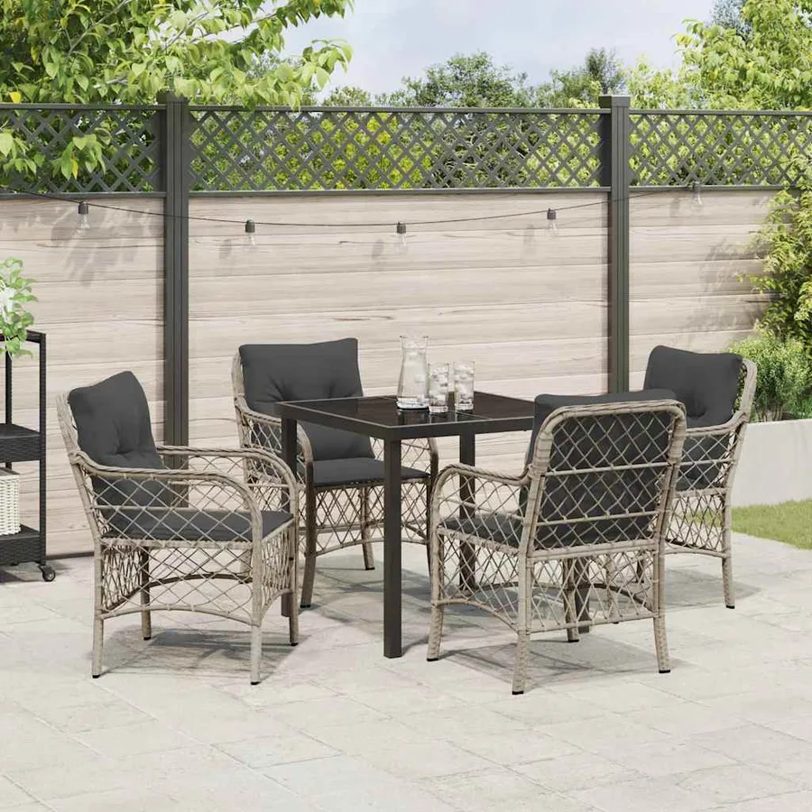 Ensemble de salle à manger pour jardin 5 pcs Gris clair - 4
