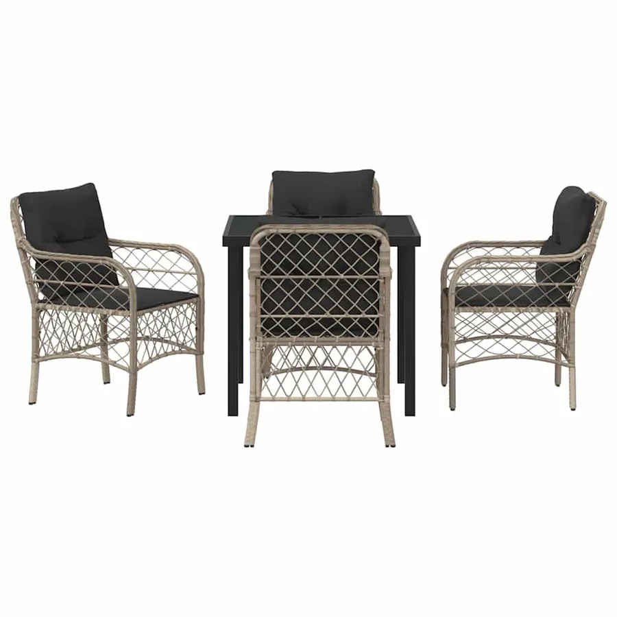 Ensemble de salle à manger pour jardin 5 pcs Gris clair - 7