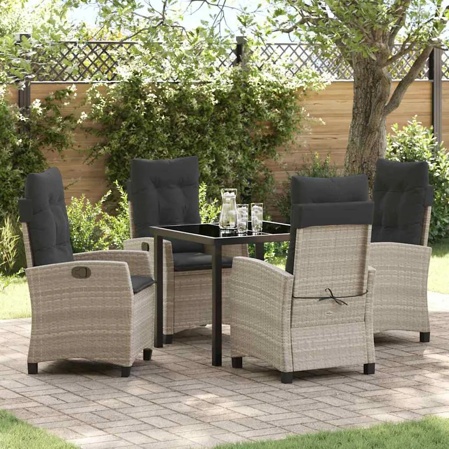 Ensemble de salle à manger pour jardin 5 pcs Gris clair
