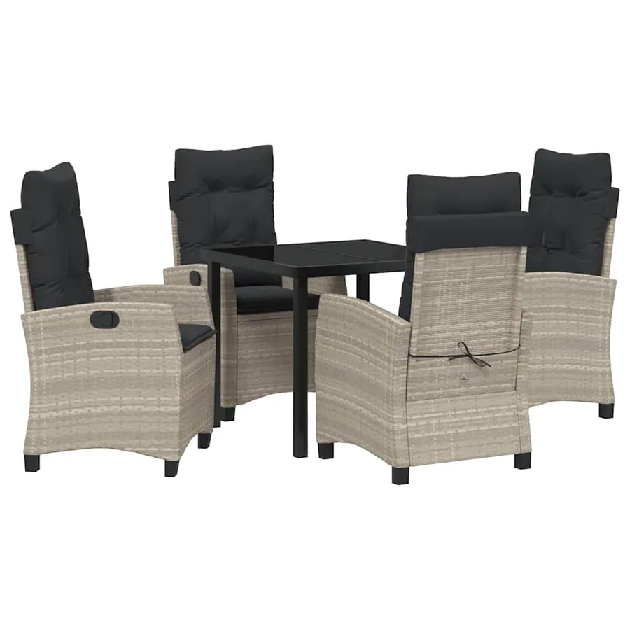Ensemble de salle à manger pour jardin 5 pcs Gris clair - 2
