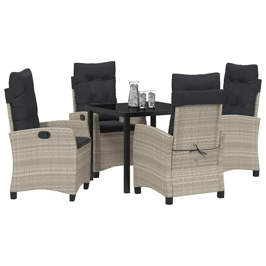 Ensemble de salle à manger pour jardin 5 pcs Gris clair - 3