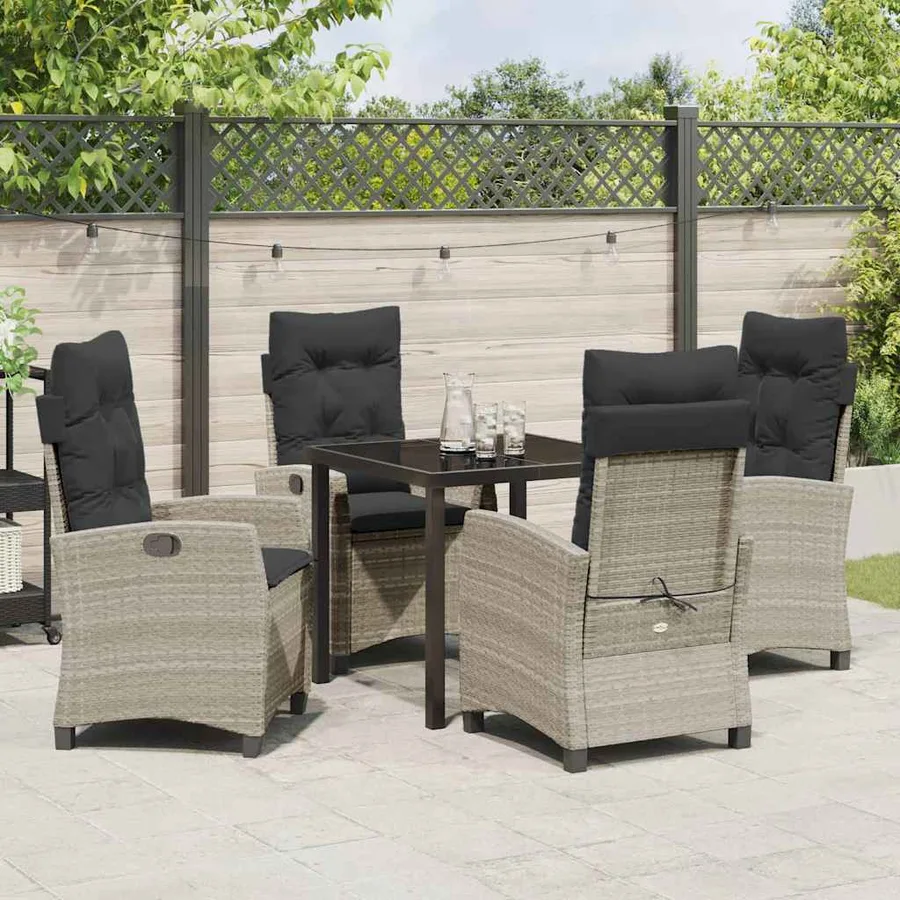 Ensemble de salle à manger pour jardin 5 pcs Gris clair - 4