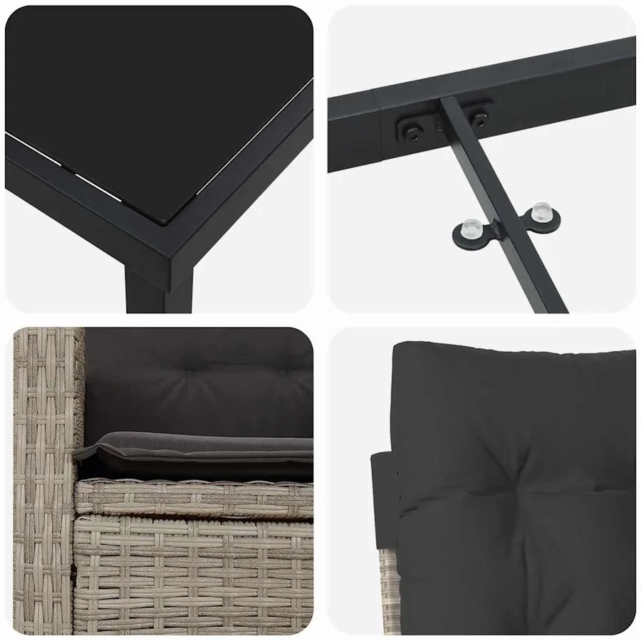 Ensemble de salle à manger pour jardin 5 pcs Gris clair - 9