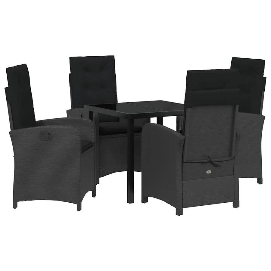 Ensemble de salle à manger pour jardin 5 pcs Noir polyrotin - 2