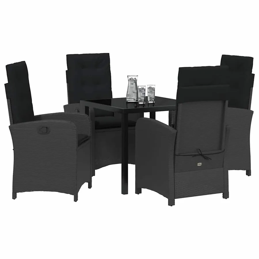 Ensemble de salle à manger pour jardin 5 pcs Noir polyrotin - 3