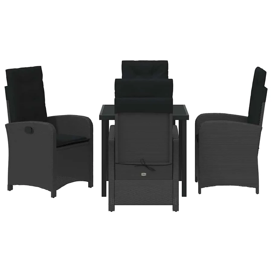 Ensemble de salle à manger pour jardin 5 pcs Noir polyrotin - 7
