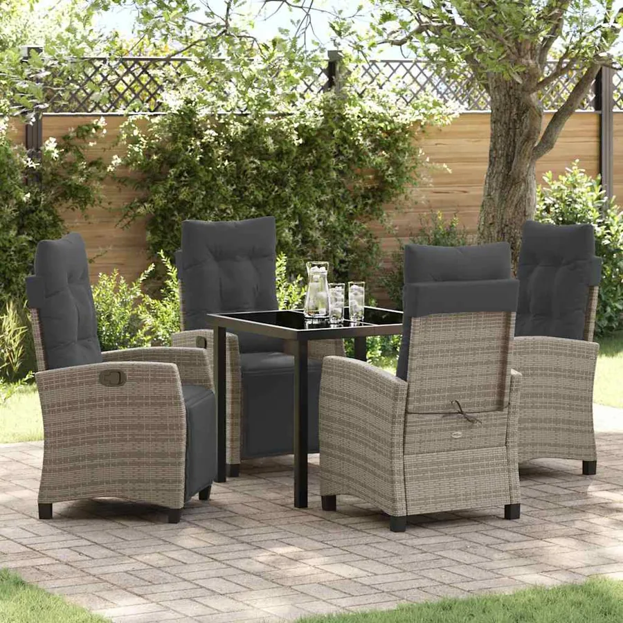 Ensemble de salle à manger pour jardin 5 pcs Gris polyrotin