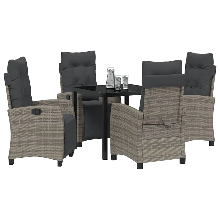 Ensemble de salle à manger pour jardin 5 pcs Gris polyrotin - 3