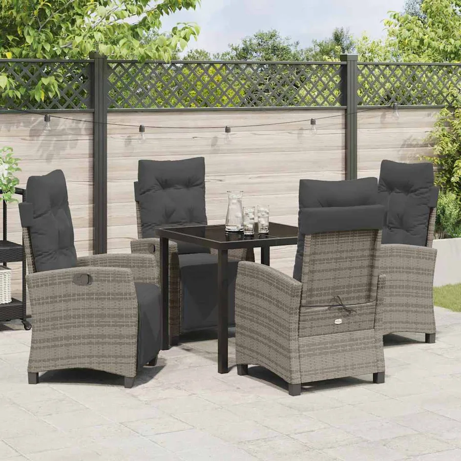 Ensemble de salle à manger pour jardin 5 pcs Gris polyrotin - 4