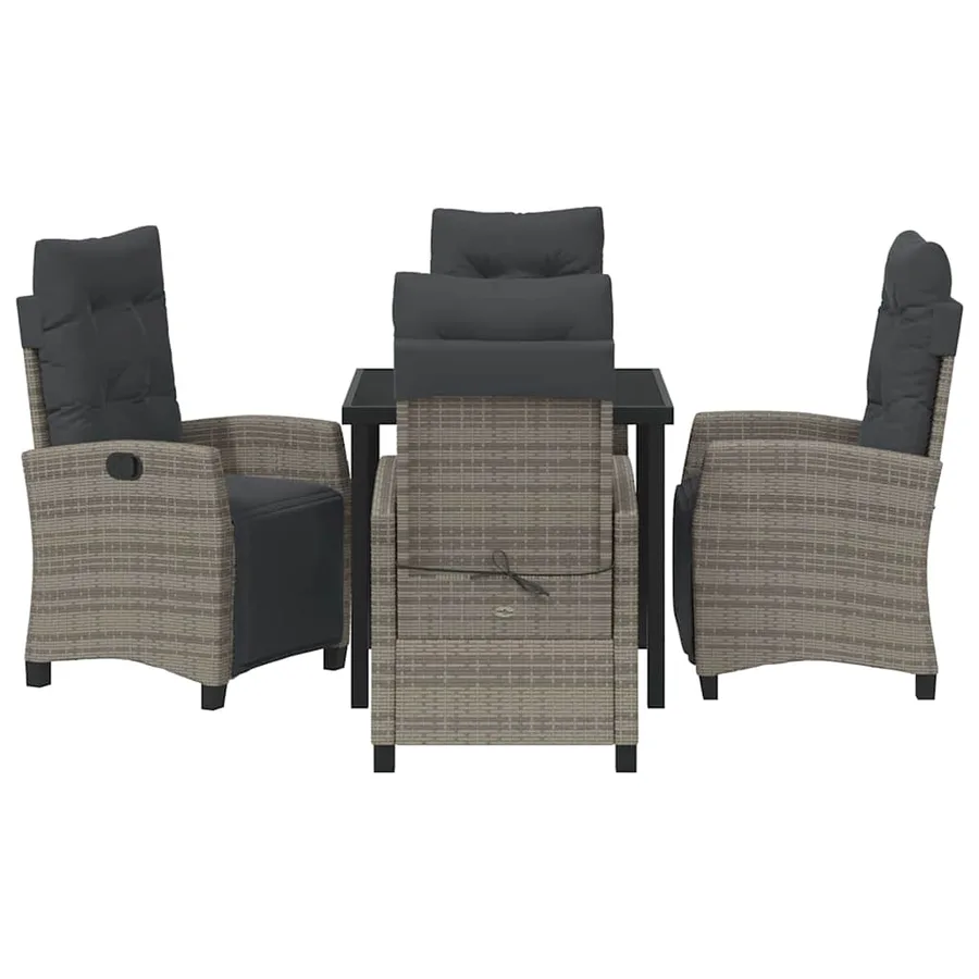 Ensemble de salle à manger pour jardin 5 pcs Gris polyrotin - 7