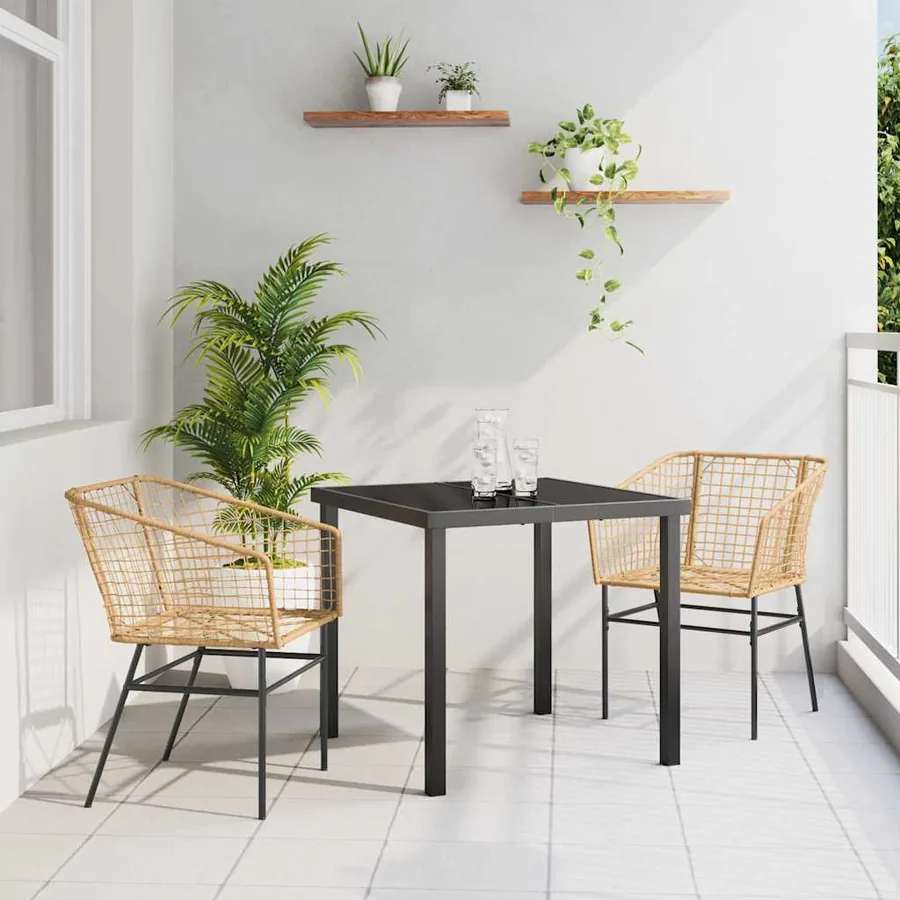 Ensemble de salle à manger pour jardin 3 pcs Marron polyrotin