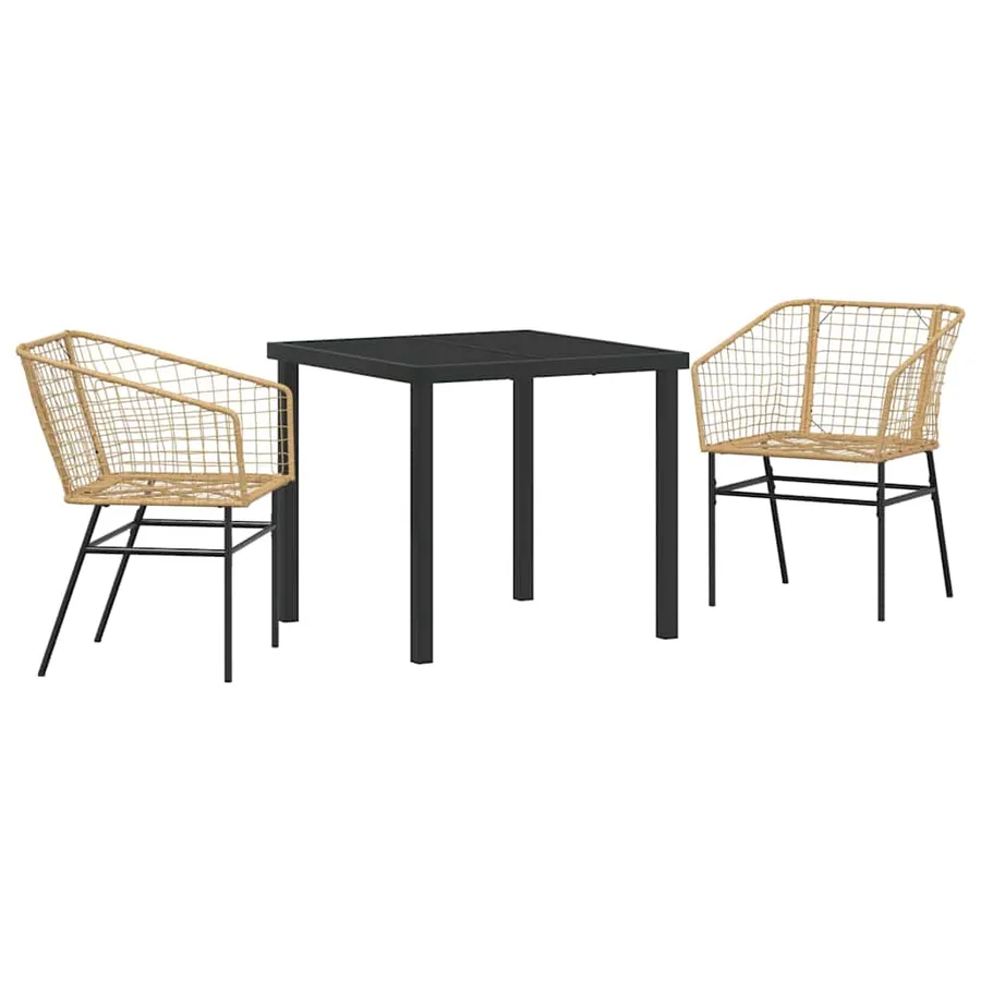 Ensemble de salle à manger pour jardin 3 pcs Marron polyrotin - 2