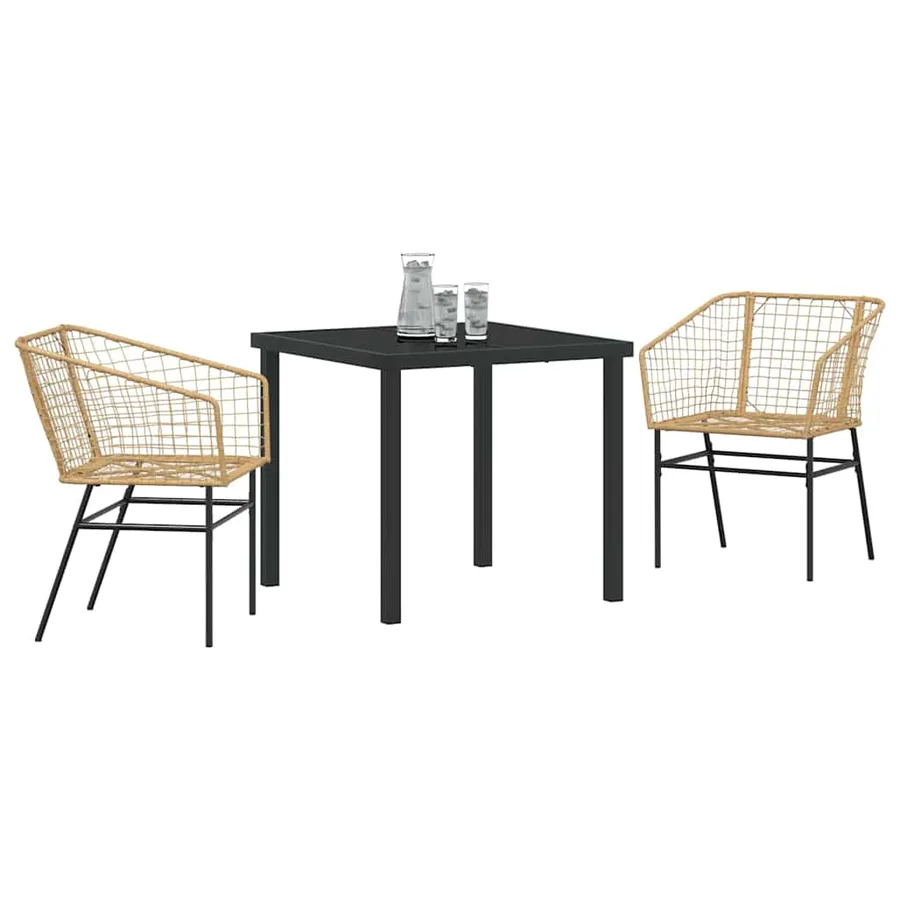 Ensemble de salle à manger pour jardin 3 pcs Marron polyrotin - 3