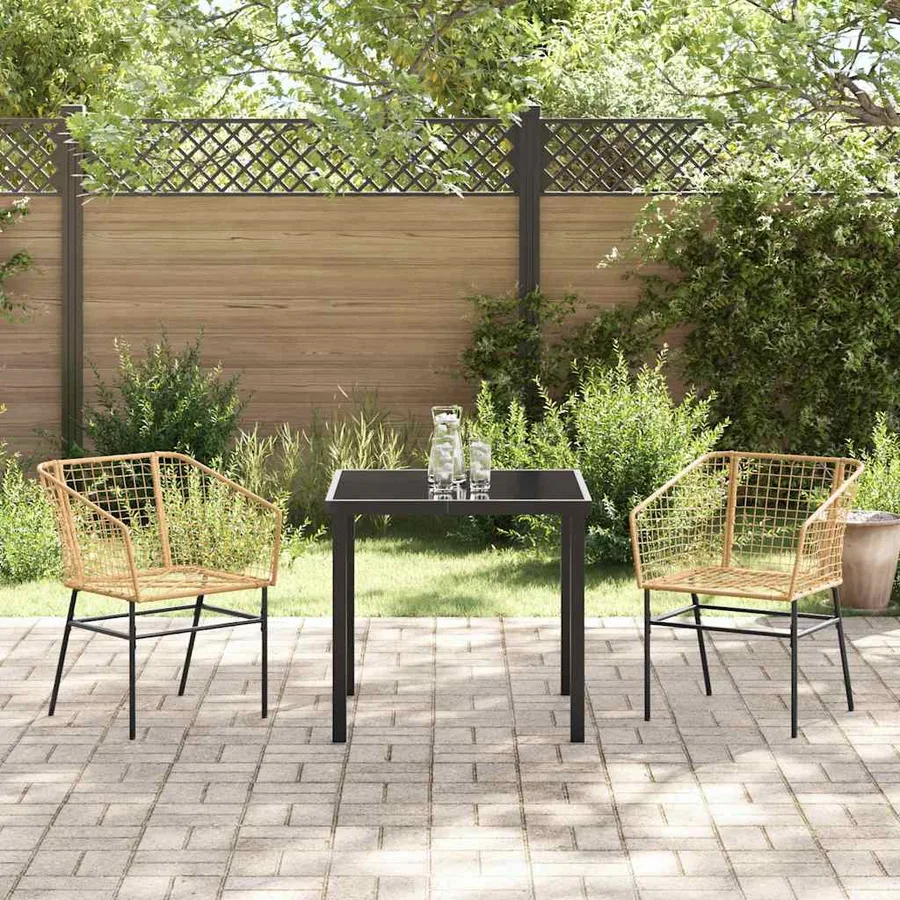 Ensemble de salle à manger pour jardin 3 pcs Marron polyrotin - 4