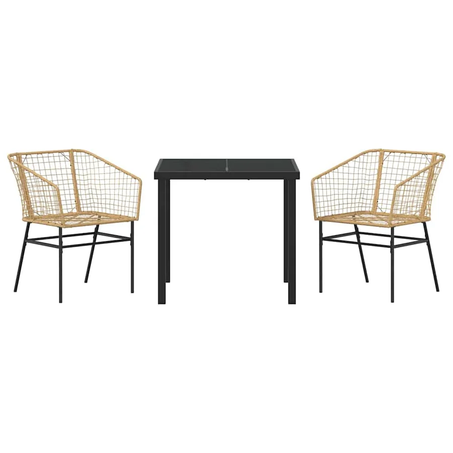 Ensemble de salle à manger pour jardin 3 pcs Marron polyrotin - 7