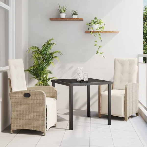 Ensemble de salle à manger pour jardin 3 pcs Beige polyrotin