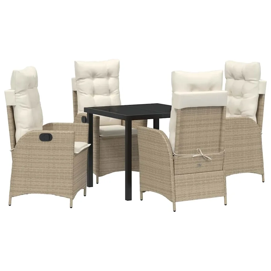 Ensemble de salle à manger pour jardin 5 pcs Beige polyrotin - 2